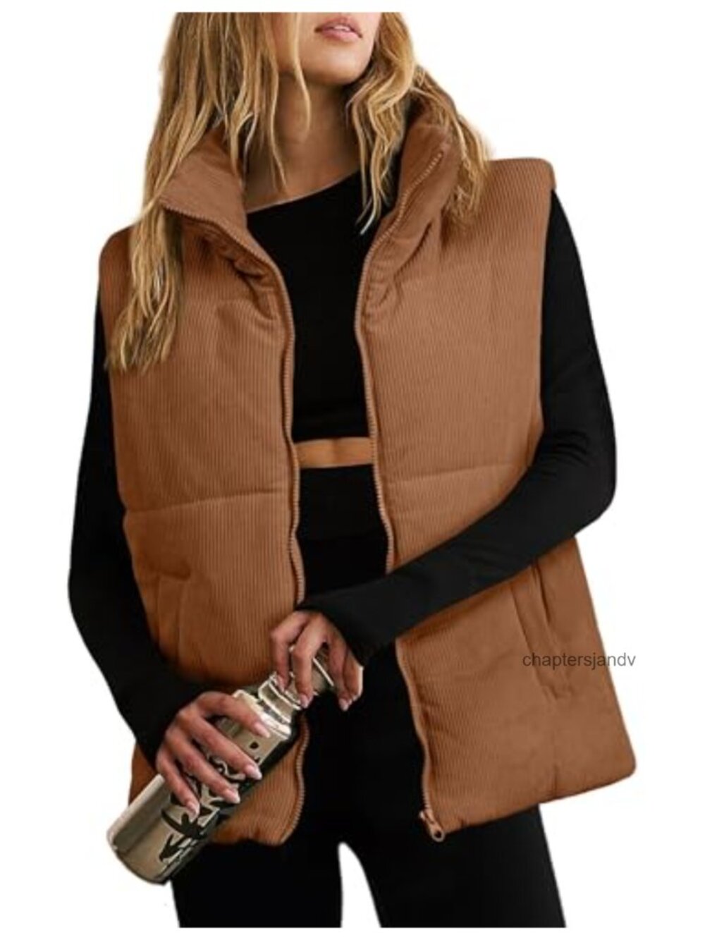 Women's Quilted Puffer Vest Sleeveless Zip Up Stand Collar Lightweight